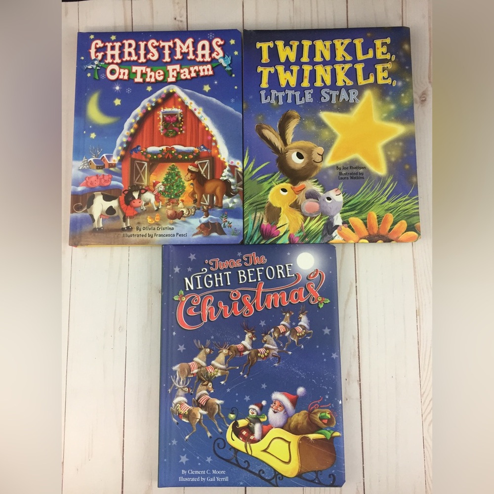 3 Little Hippo Childrens Padded Board Books Santa Christmas Farm Twinkle Twinkle - Picture 1 of 7